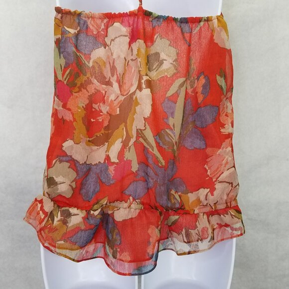 Abercrombie & Fitch Camisole Women's XS Red Floral Beaded Tank Top String A&F - Picture 8 of 14